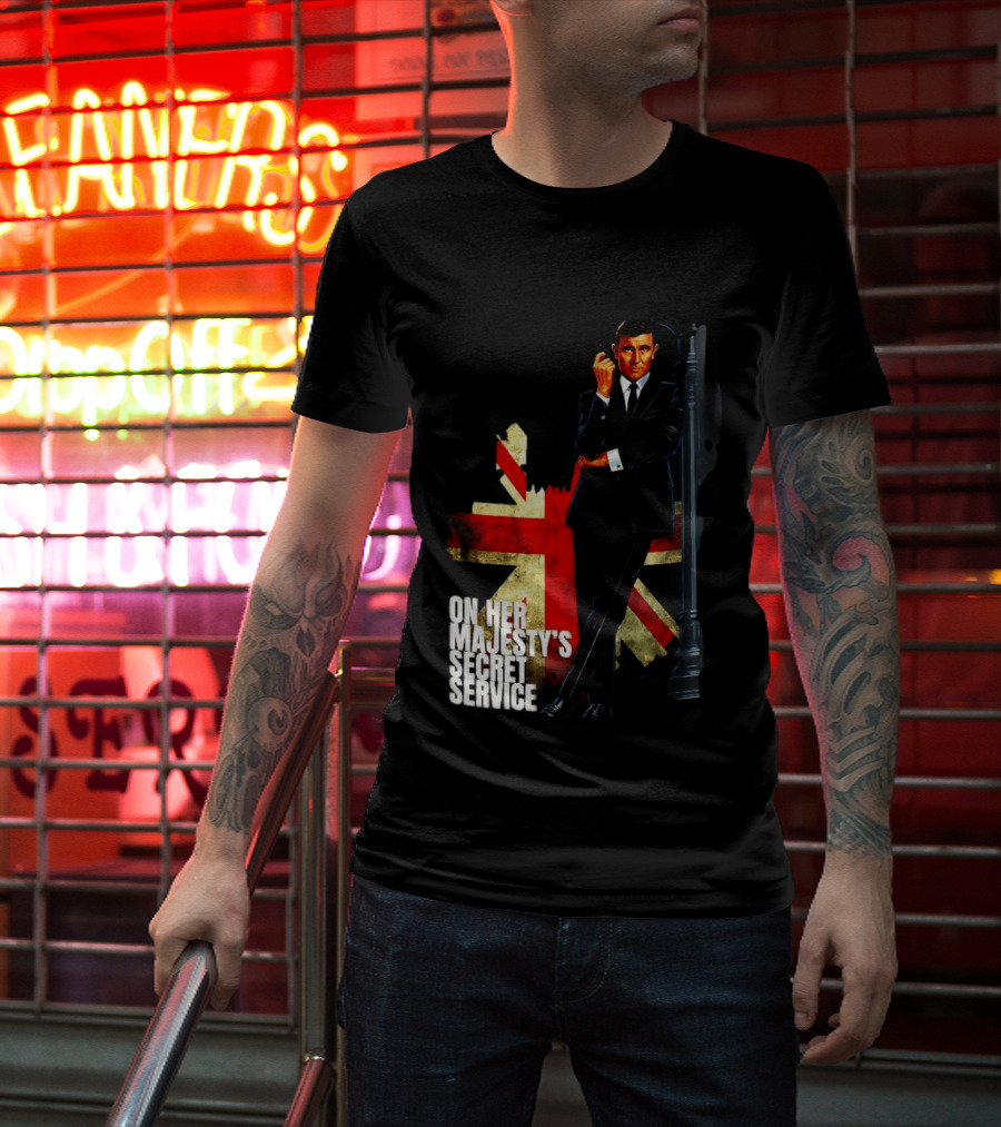 James Bond On Her Majesty's Secret Service British Flag Spy T-Shirt