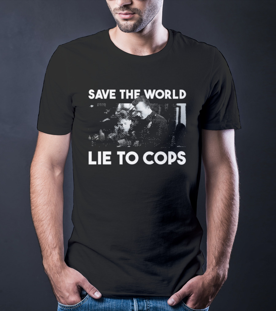 Edward Furlong Robert Patrick Save The World Lie To Cops Halftone T-Shirt