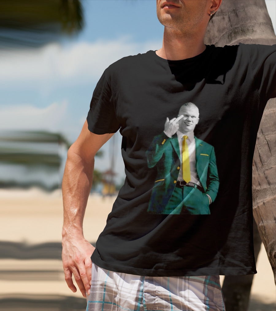 Erling Haaland Green Suit Yellow Tie Manchester City T-Shirt