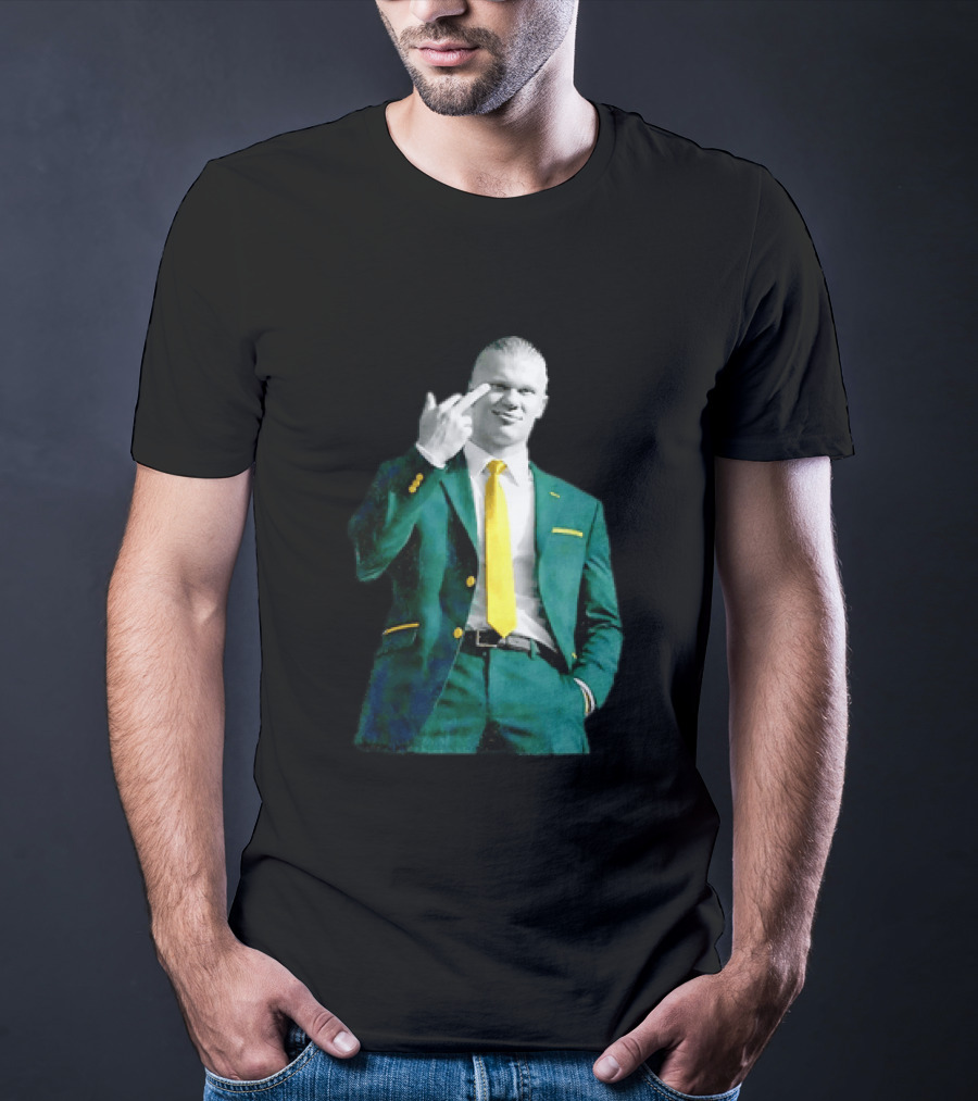 Erling Haaland Green Suit Yellow Tie Manchester City T-Shirt