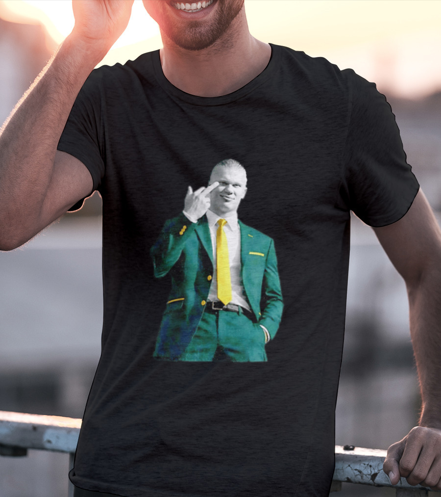 Erling Haaland Green Suit Yellow Tie Manchester City T-Shirt