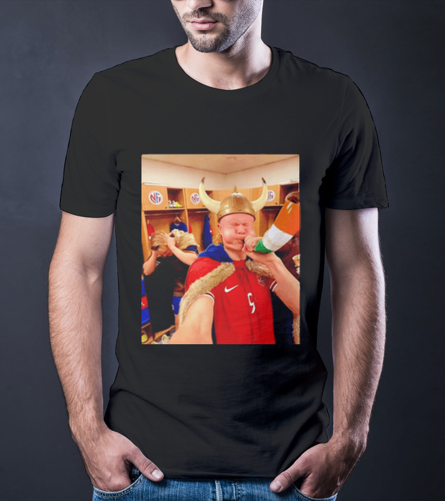 Erling Haaland Norway No 9 Viking Football Celebration Locker Room T-Shirt