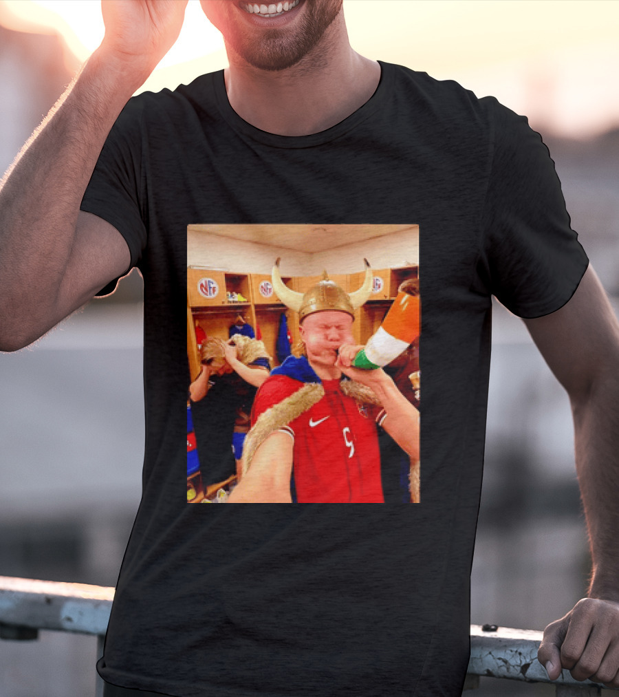 Erling Haaland Norway No 9 Viking Football Celebration Locker Room T-Shirt