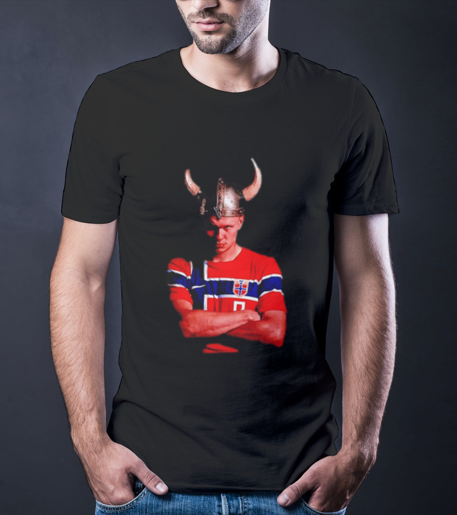 Erling Haaland Norway National Football Team Viking Helmet T-Shirt