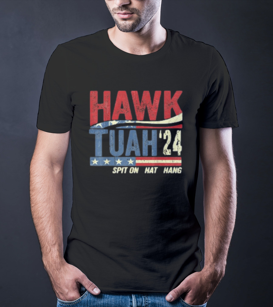 Hawk Tuah '24 Spit On That Thang Red White Blue Stars Stripes T-Shirt