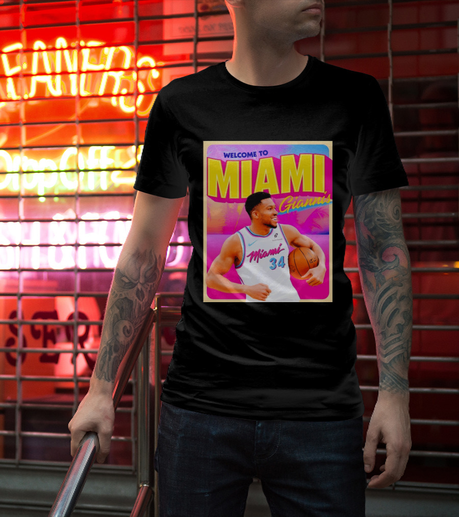 Welcome To Miami Giannis Miami Heat Basketball 34 T-Shirt