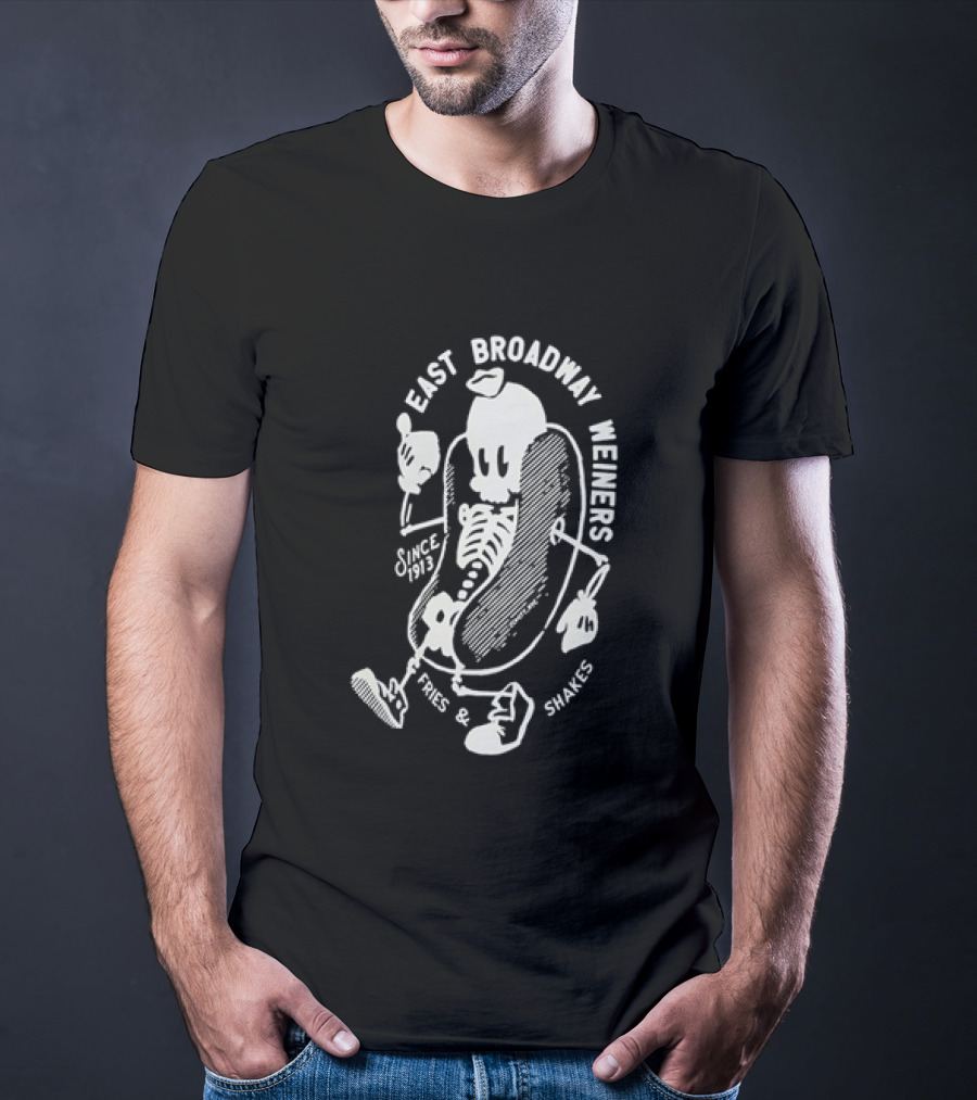 Since 1913 Skeleton Giving Thumbs Up East Broadway Weiners Fries Shakes T-Shirt