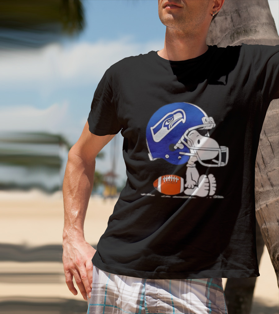 Snoopy Seattle Seahawks Football Helmet Collaboration T-Shirt