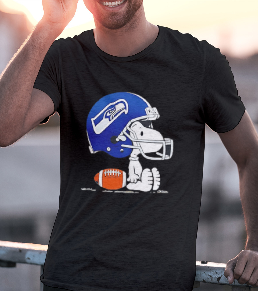 Snoopy Seattle Seahawks Football Helmet Collaboration T-Shirt