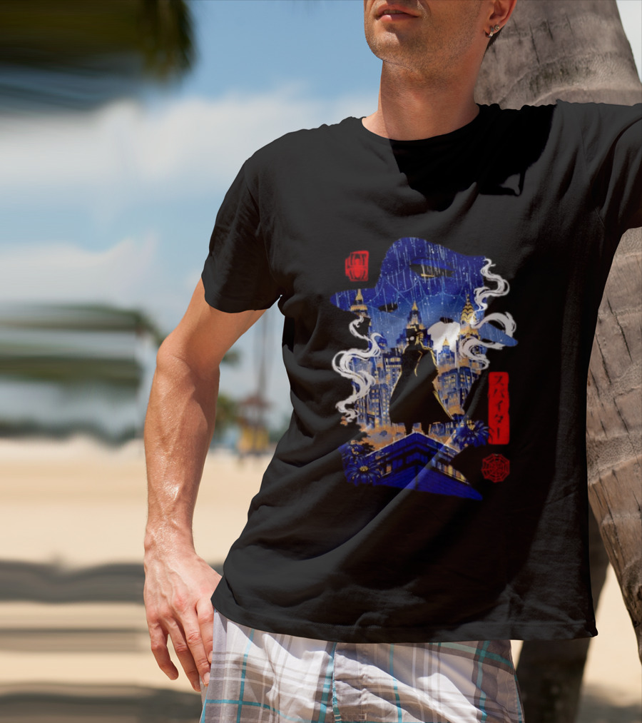 Spider Man Noir Marvel Spider Verse Cityscape Japanese T-Shirt
