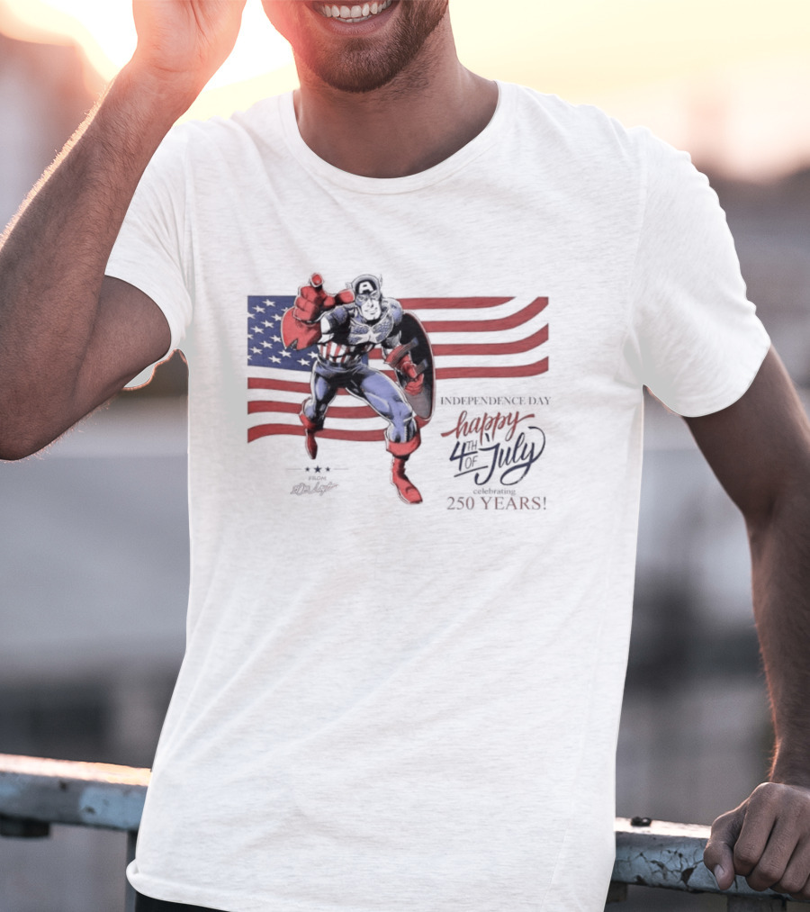 Captain America Marvel Comics Happy 4th Of July Independence Day Celebration T-Shirt