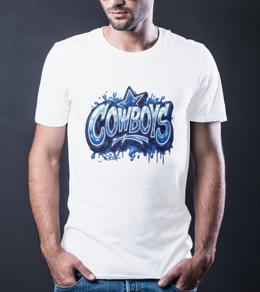 Dallas Cowboys Graffiti Style With Star And Blue Drips T-Shirt