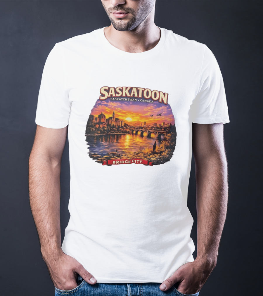 Saskatoon Saskatchewan Canada Sunset Bridge City T-Shirt