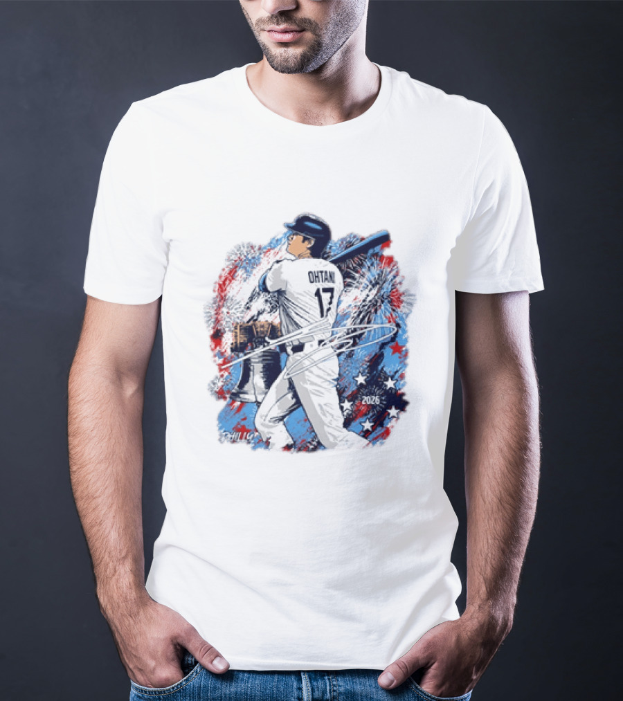 Shohei Ohtani 17 Philadelphia 2026 Liberty Bell Fireworks Stars T-Shirt