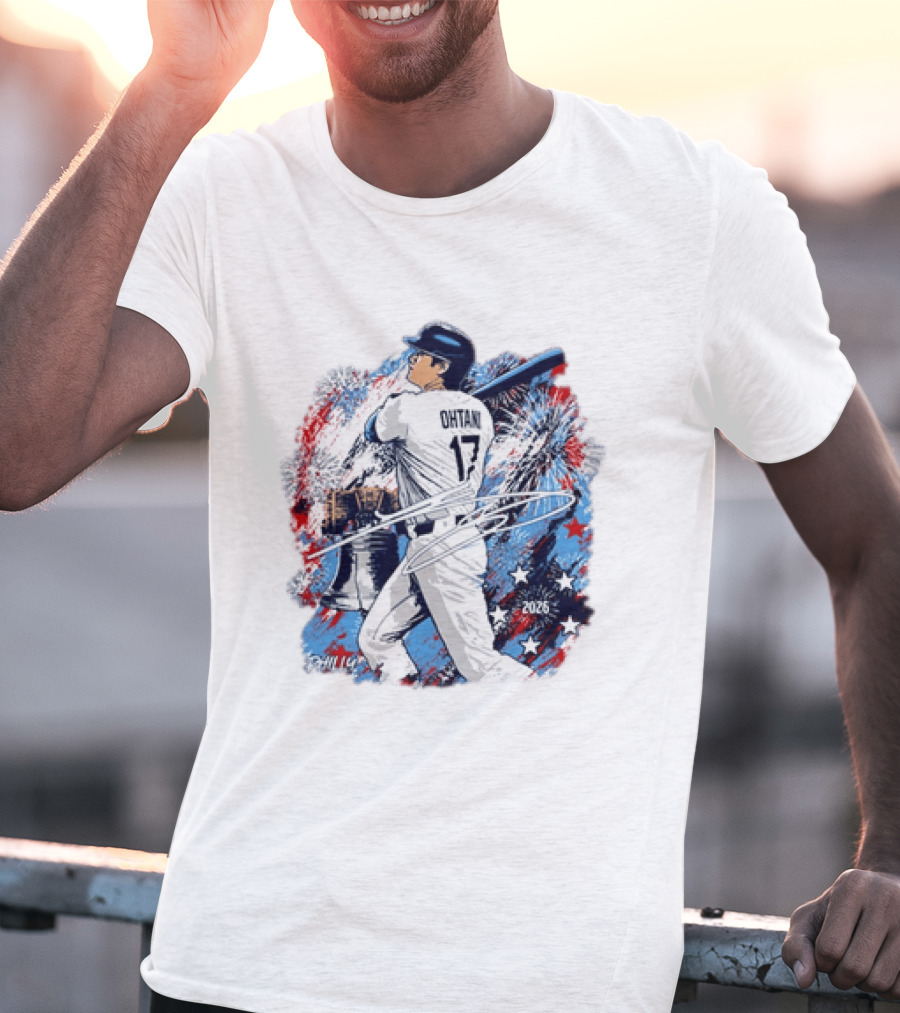Shohei Ohtani 17 Philadelphia 2026 Liberty Bell Fireworks Stars T-Shirt