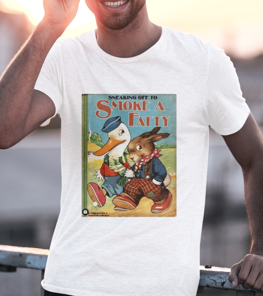 Sneaking Off To Smoke A Fatty Anthropomorphic Duck Rabbit Book Cover T-Shirt