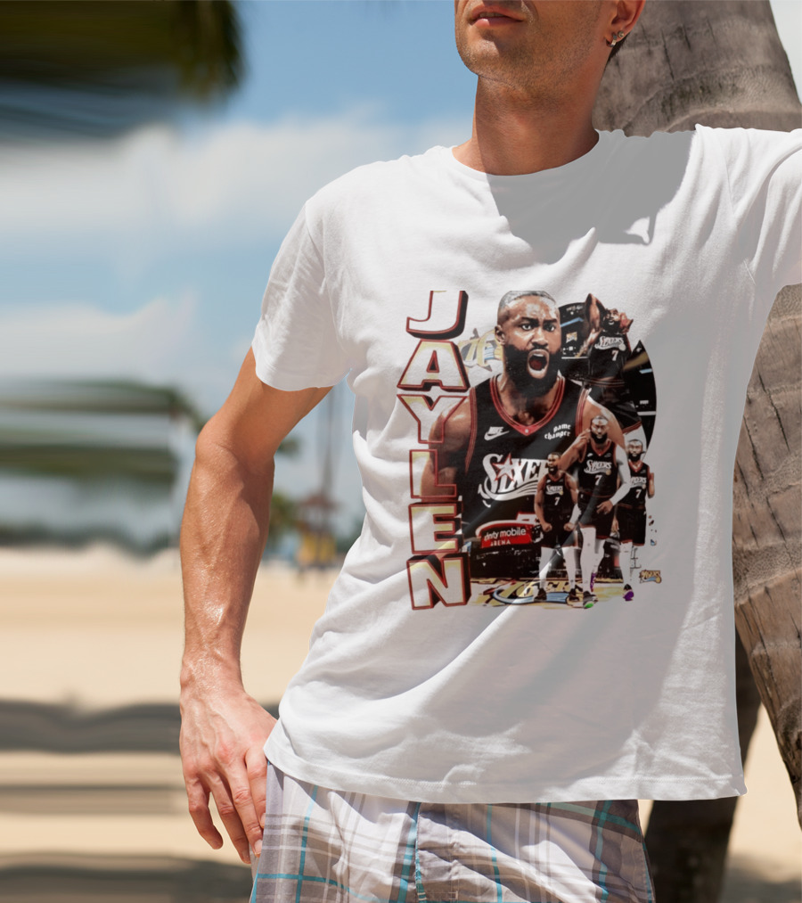 Jaylen Brown Nike 76ers Number 7 Bootleg Collage T-Shirt