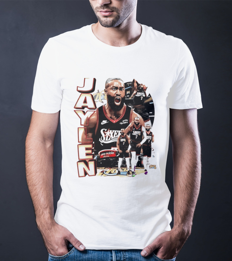 Jaylen Brown Nike 76ers Number 7 Bootleg Collage T-Shirt