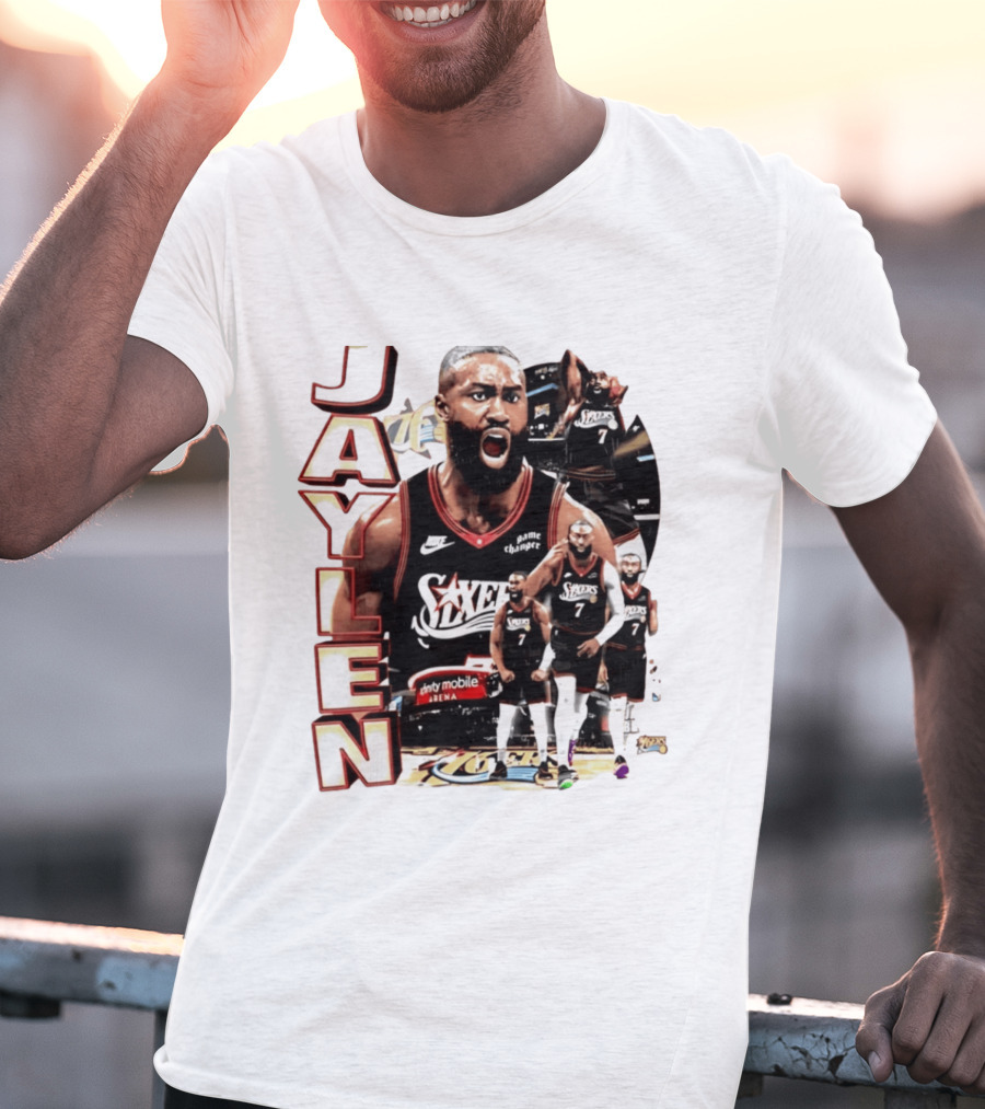 Jaylen Brown Nike 76ers Number 7 Bootleg Collage T-Shirt