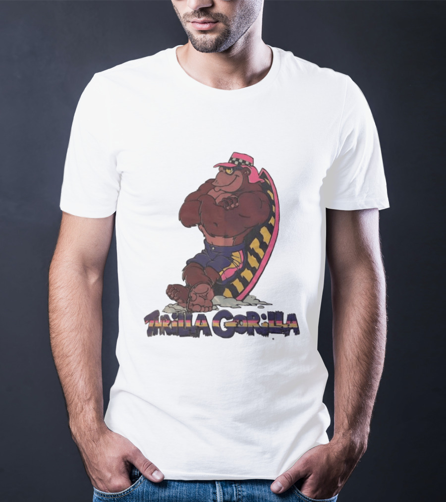 Thrilla Gorilla Town And Country Surf Checkered Hat Surfboard T-Shirt