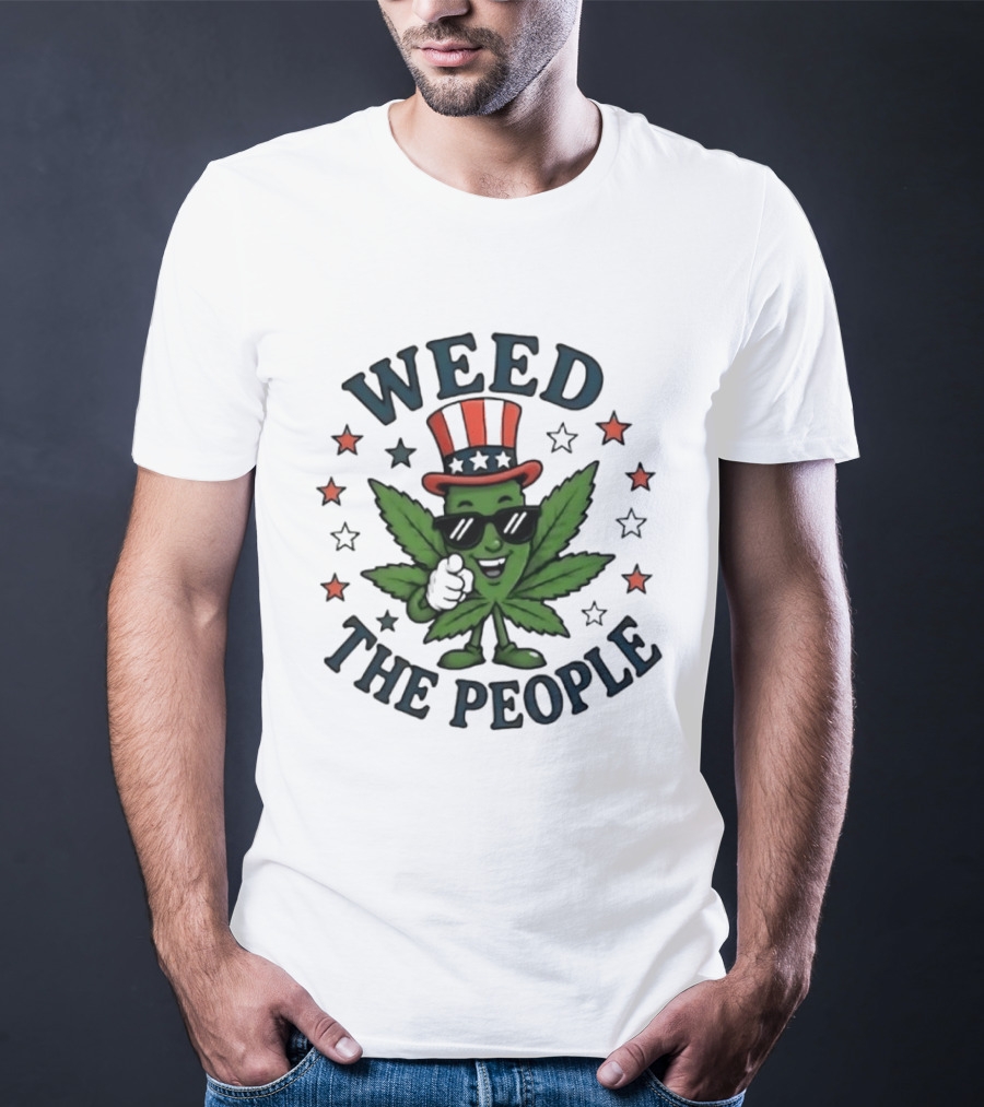 Weed The People Cannabis Uncle Sam Patriotic Leaf Stars T-Shirt