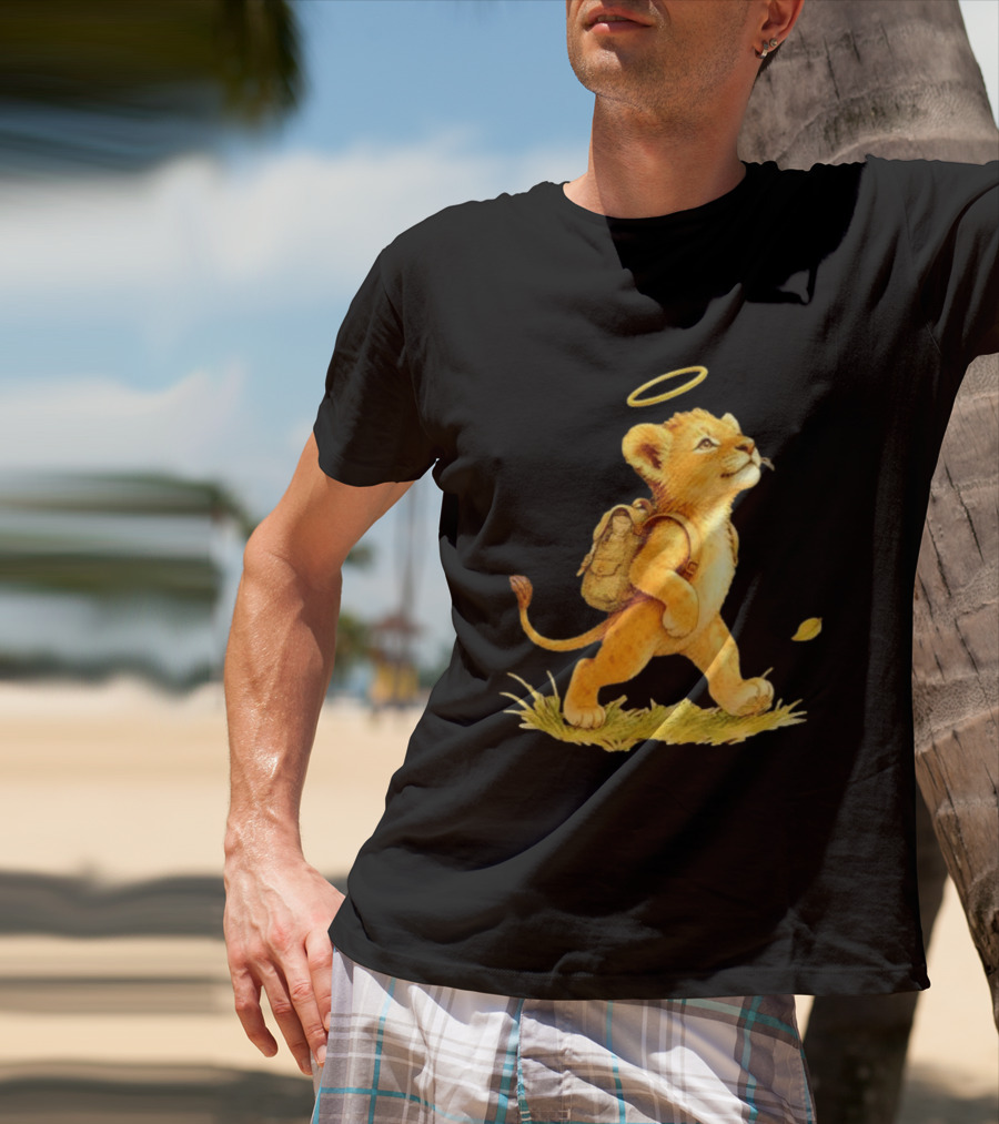 Baby Lion Cub With Halo And Backpack Heading To School T-Shirt