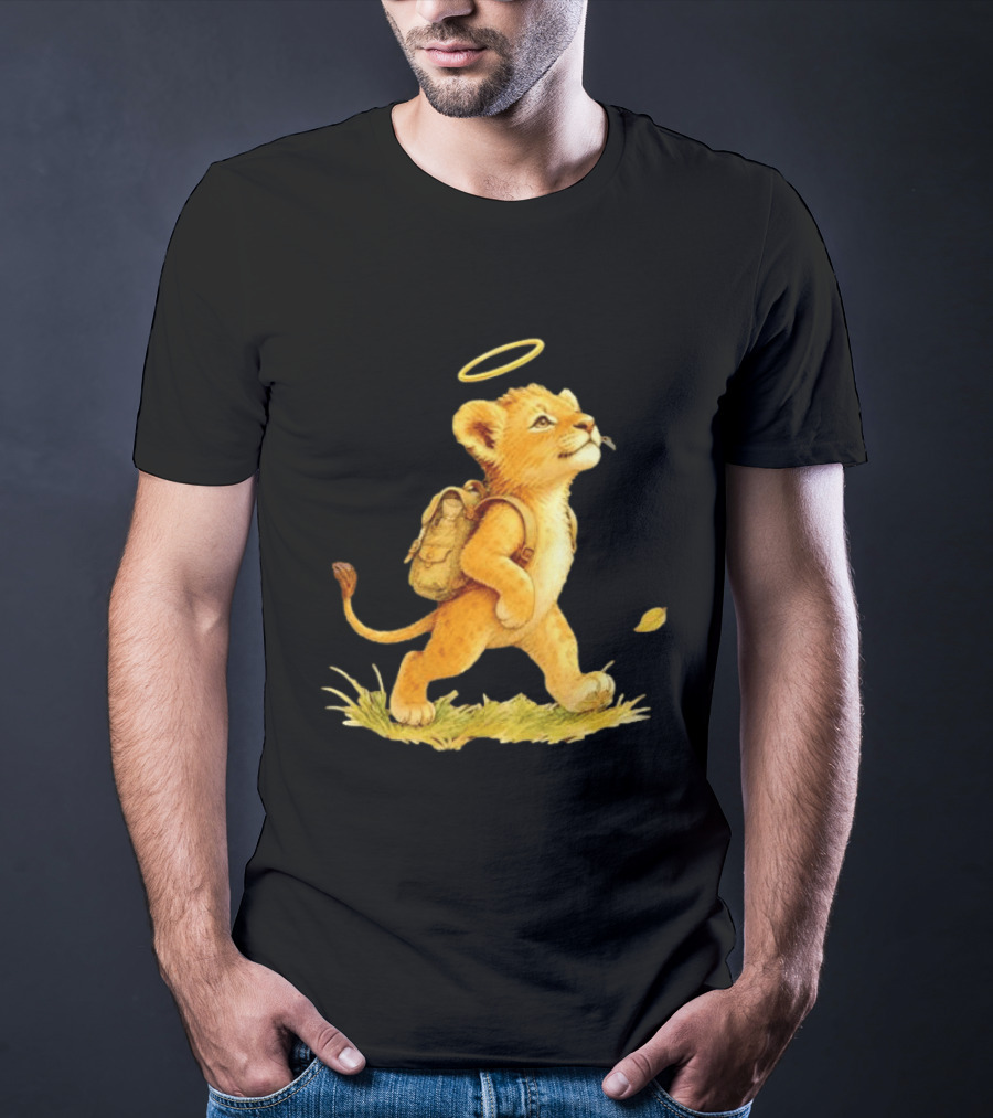 Baby Lion Cub With Halo And Backpack Heading To School T-Shirt
