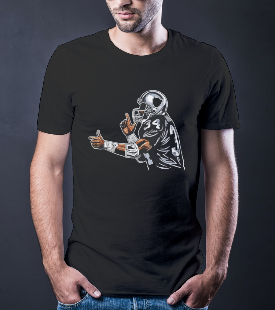 Bo Jackson 34 Las Vegas Raiders Finger Gun Celebration T-Shirt