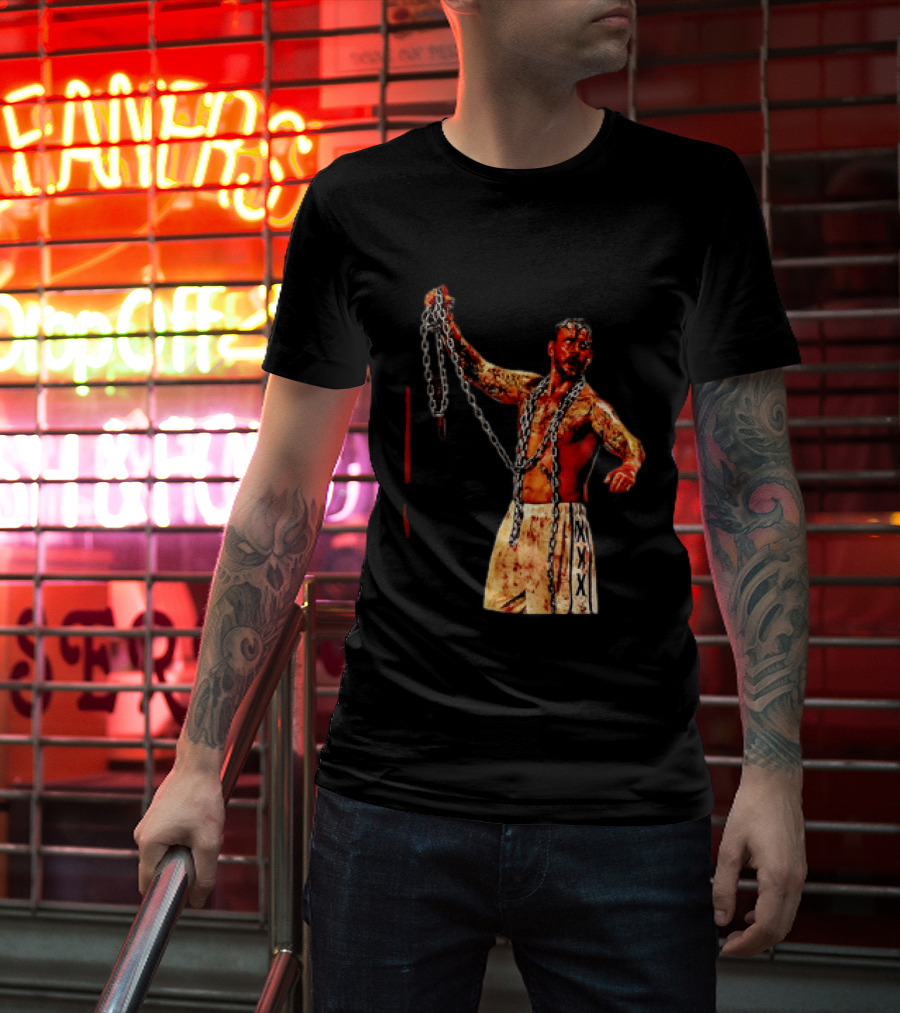 CM Punk Bloody Chain Wrestling WWE AEW Battle Attire T-Shirt