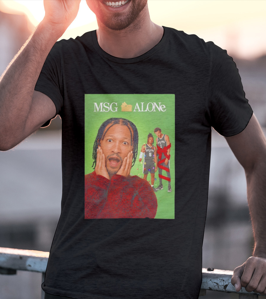 MSG ALONe Jalen Brunson Victor Wembanyama New York Knicks Home Alone NBA Basketball Spurs T-Shirt