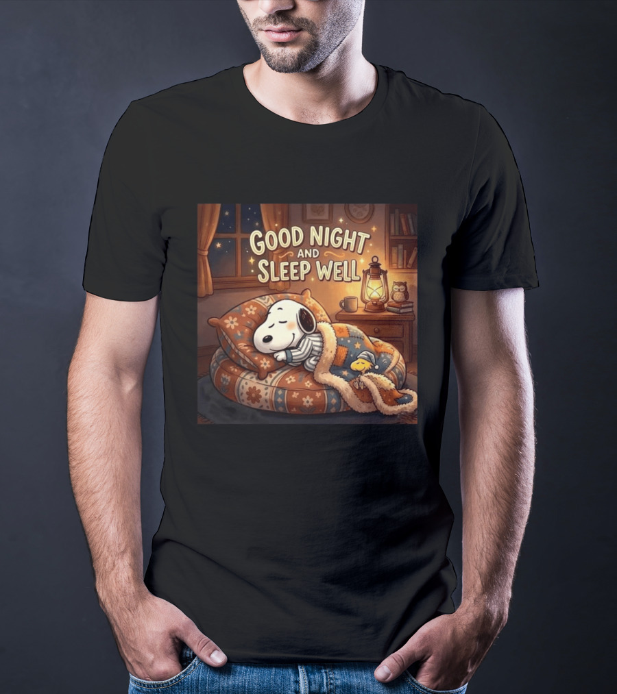 Snoopy And Woodstock Cozy Bedtime Good Night And Sleep Well T-Shirt
