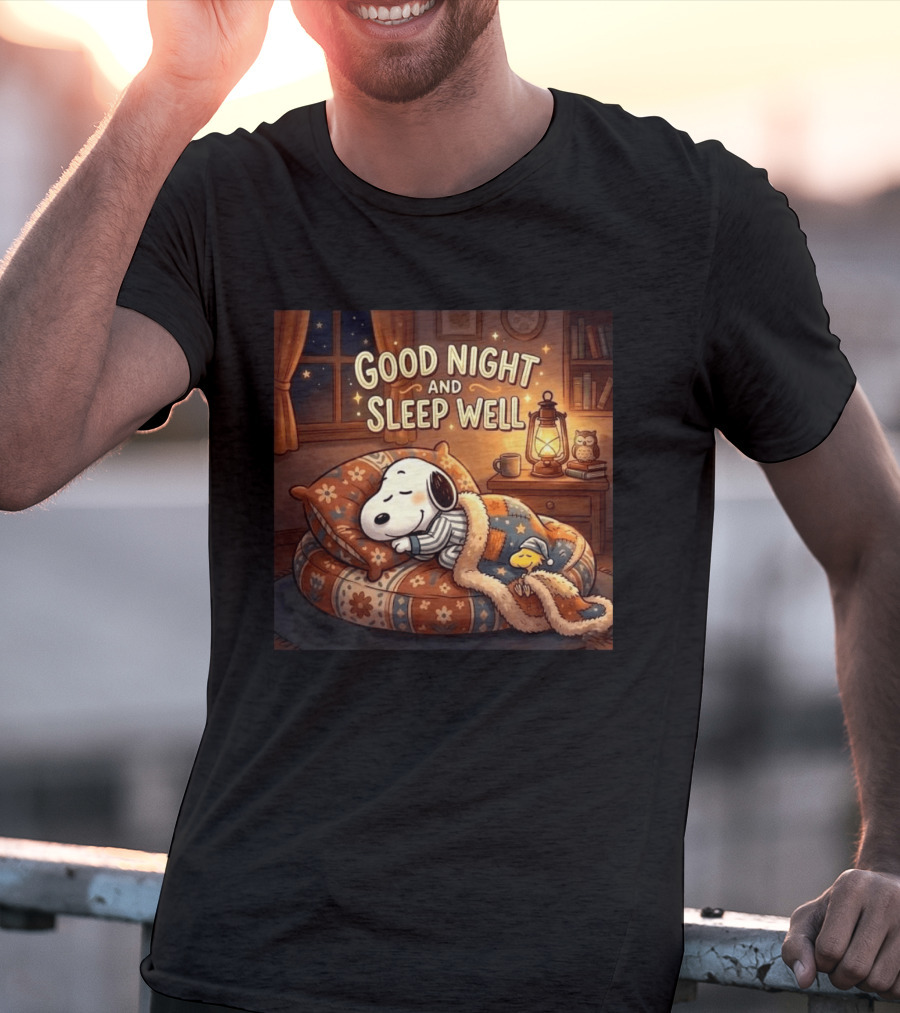 Snoopy And Woodstock Cozy Bedtime Good Night And Sleep Well T-Shirt