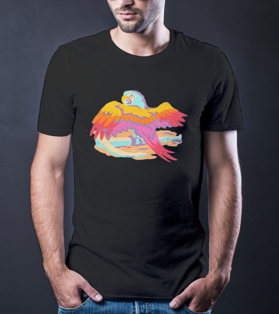 Macaw Parrot Perched On Anchor In Vibrant Tropical Beach Setting T-Shirt
