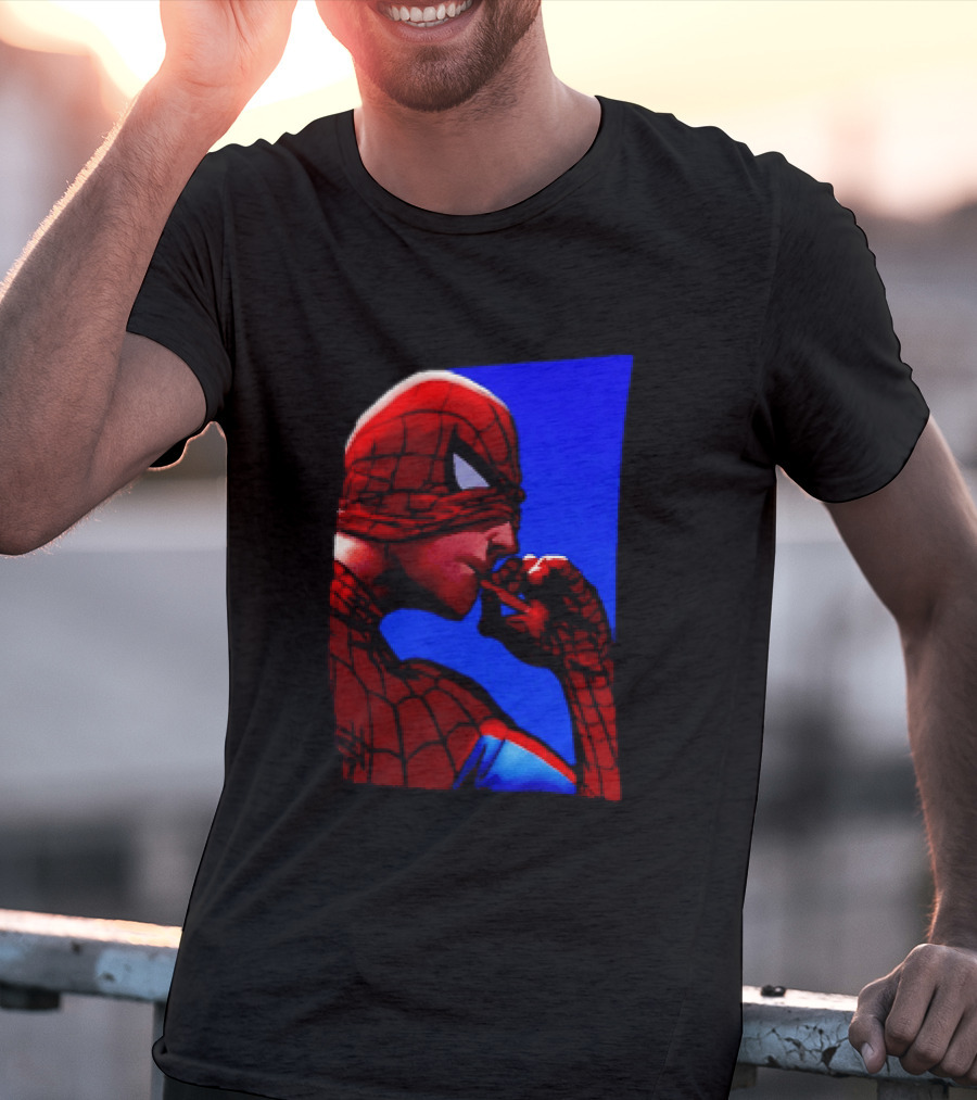 Spider Man Smoking Reaction Meme Awkward Superhero T-Shirt
