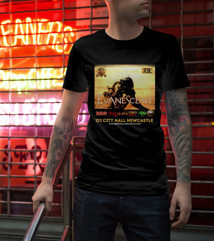 Evanescent Live At O2 City Hall Newcastle With AC/DC Ghost Def Leppard And Poison December 28th T-Shirt