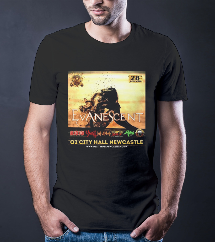 Evanescent Live At O2 City Hall Newcastle With AC/DC Ghost Def Leppard And Poison December 28th T-Shirt