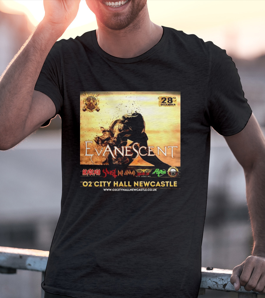 Evanescent Live At O2 City Hall Newcastle With AC/DC Ghost Def Leppard And Poison December 28th T-Shirt