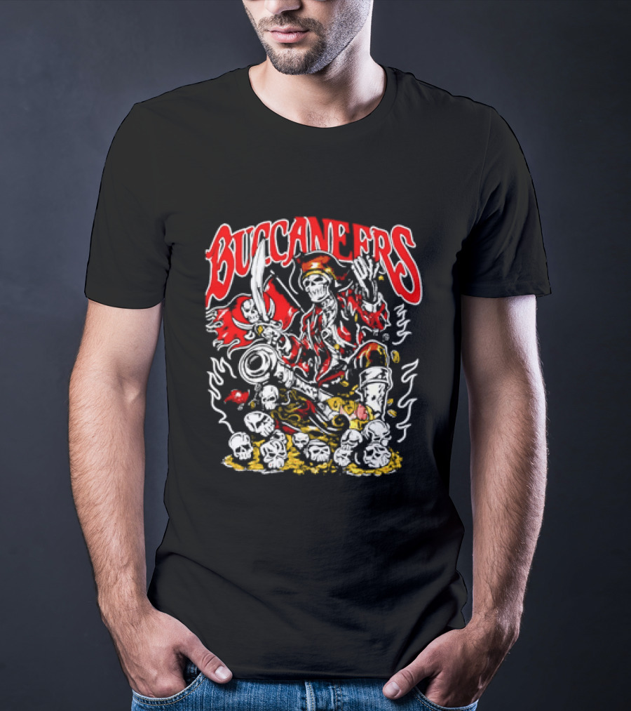 Tampa Bay Buccaneers Pirate Skeleton With Treasure Chest T-Shirt
