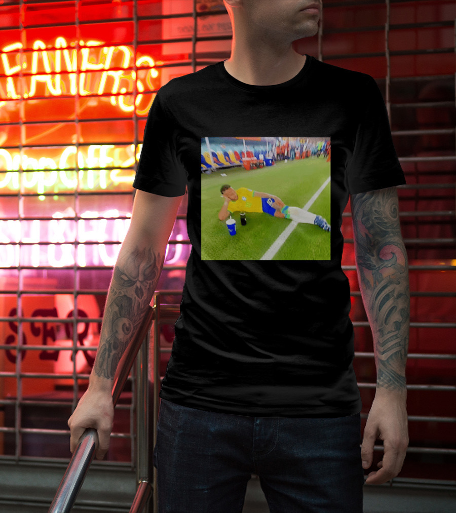 Neymar Jr Brazil Number 10 Relaxing Pitch Meme Iconic Soccer Moment T-Shirt