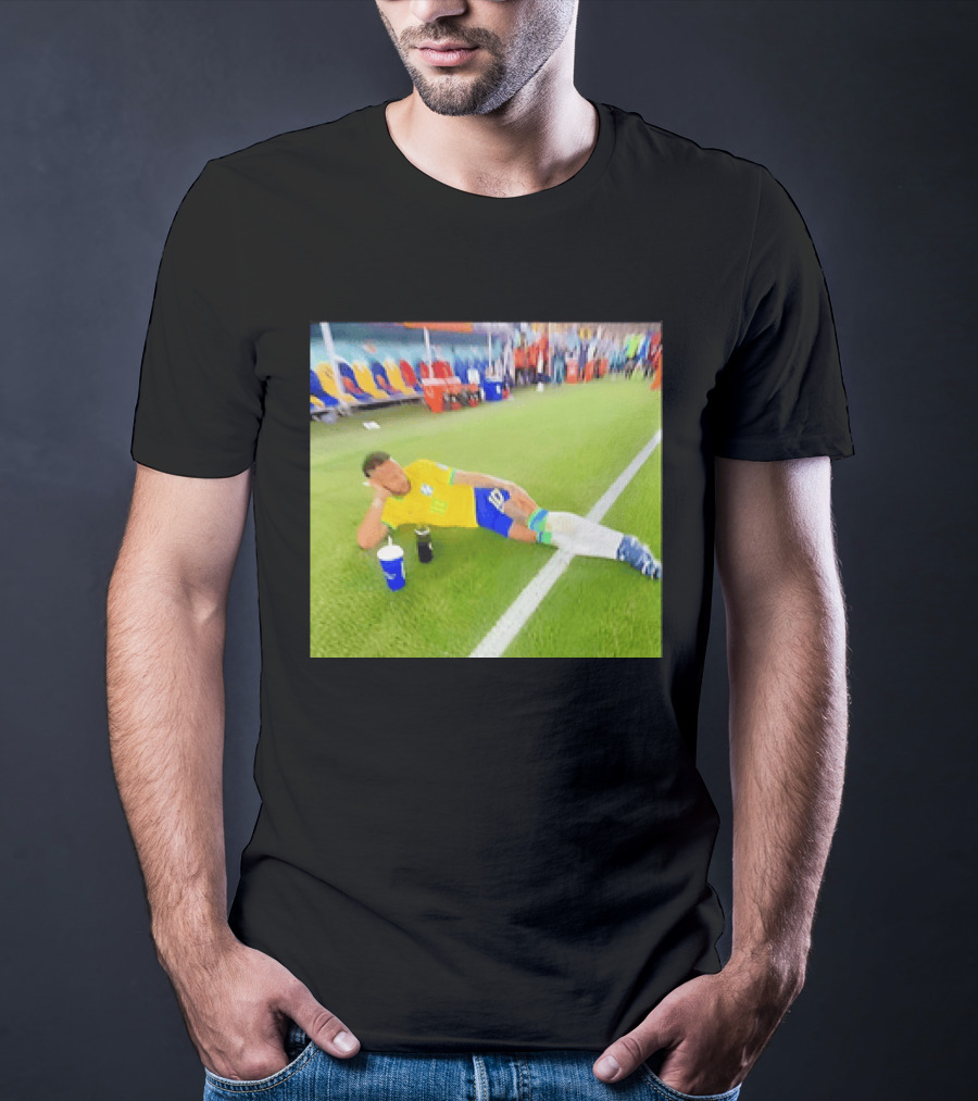Neymar Jr Brazil Number 10 Relaxing Pitch Meme Iconic Soccer Moment T-Shirt