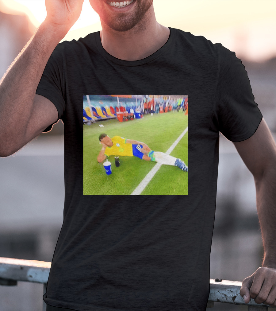 Neymar Jr Brazil Number 10 Relaxing Pitch Meme Iconic Soccer Moment T-Shirt
