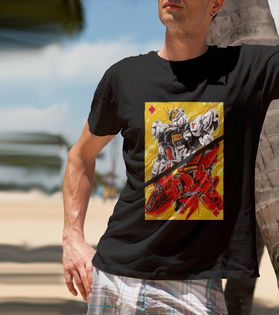 Nu Gundam Sazabi Mobile Suit Gundam Char's Counterattack Playing Card T-Shirt