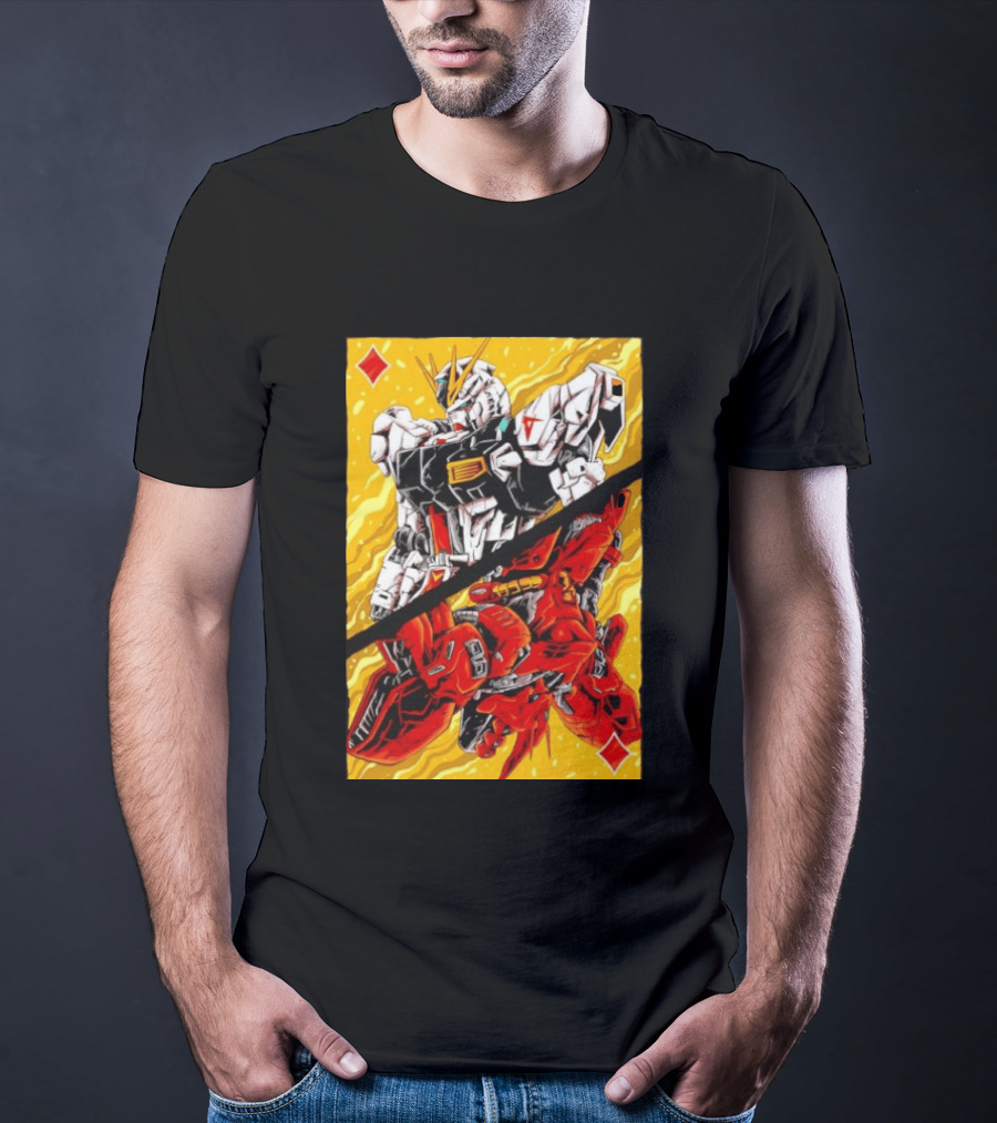 Nu Gundam Sazabi Mobile Suit Gundam Char's Counterattack Playing Card T-Shirt