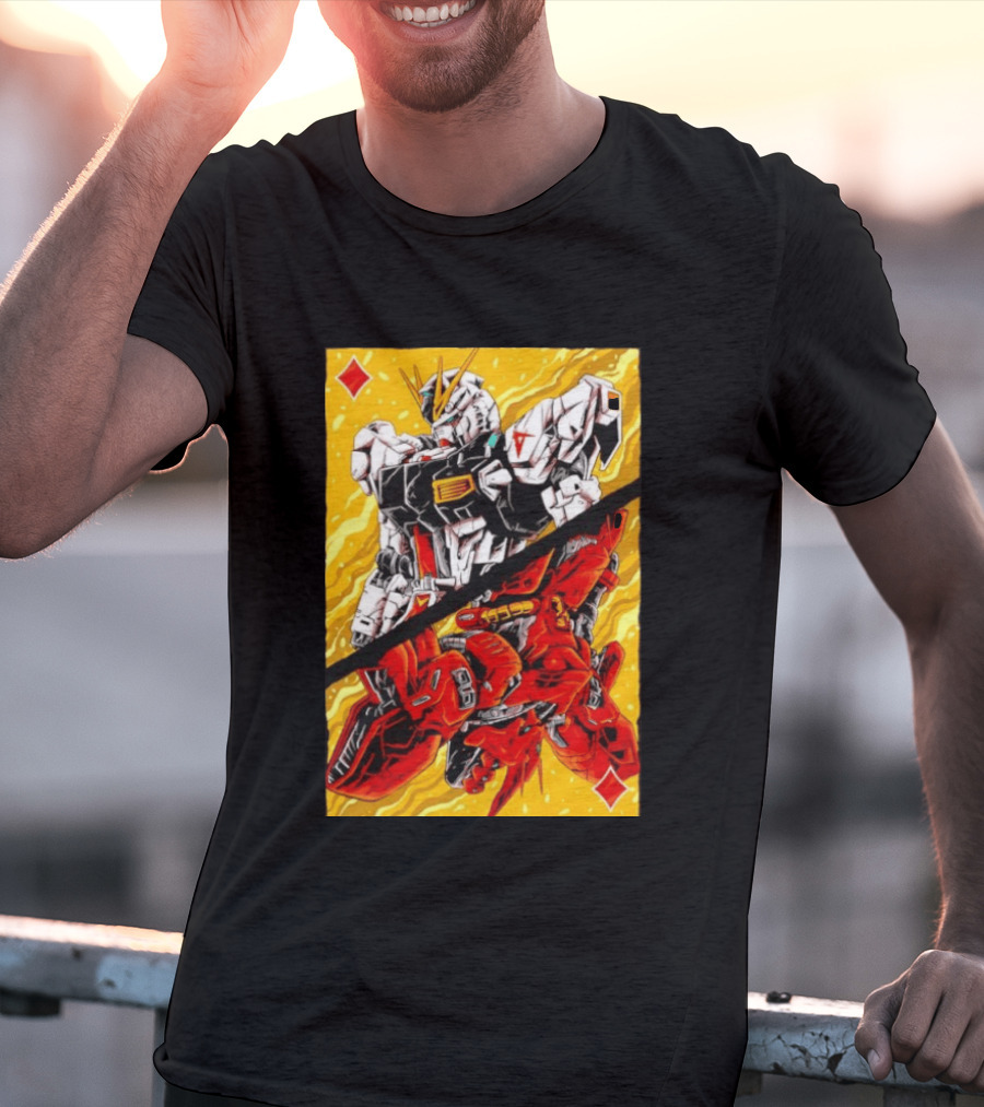 Nu Gundam Sazabi Mobile Suit Gundam Char's Counterattack Playing Card T-Shirt