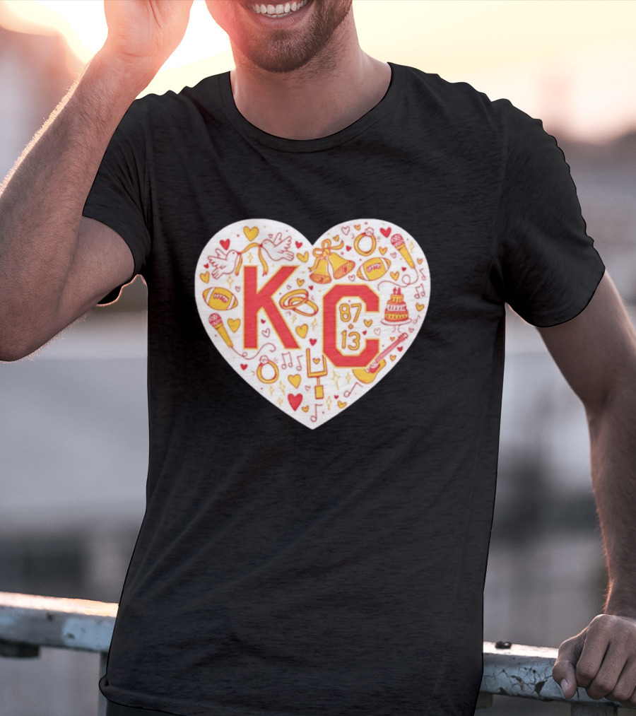 Travis Kelce Taylor KC 87 13 Kansas City Chiefs Football Love Heart T-Shirt