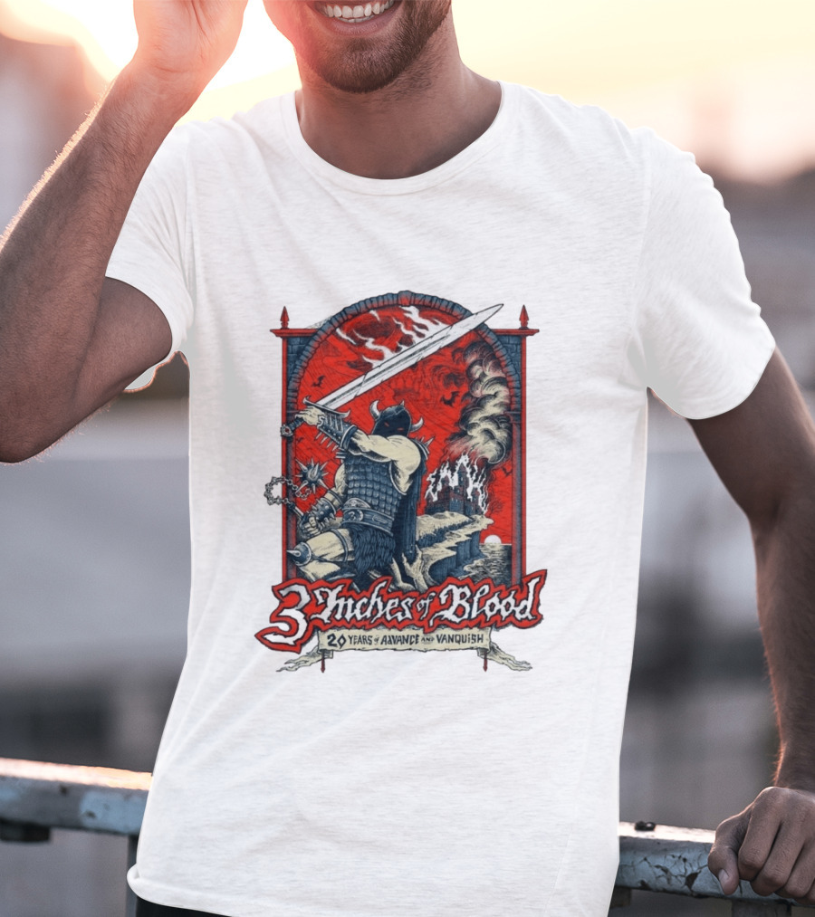 3 Inches Of Blood 20 Years Of Advance And Vanquish Alberta Nov 22 23 2026 T-Shirt