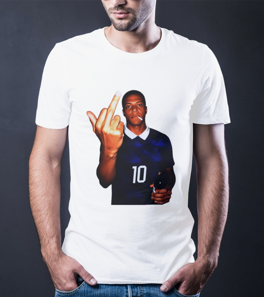 Kylian Mbappe Number 10 Edgy Gesture With Cigarette And Drink T-Shirt