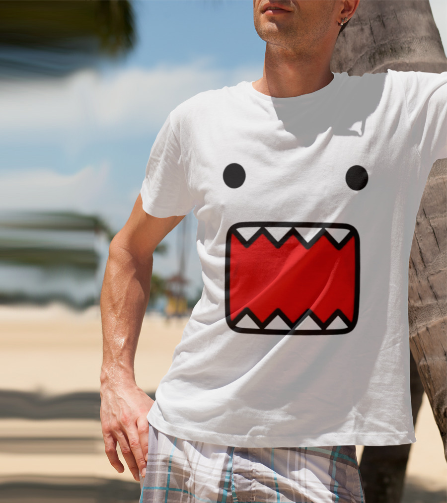 Domo Face Red And Pink Contrast T-Shirt