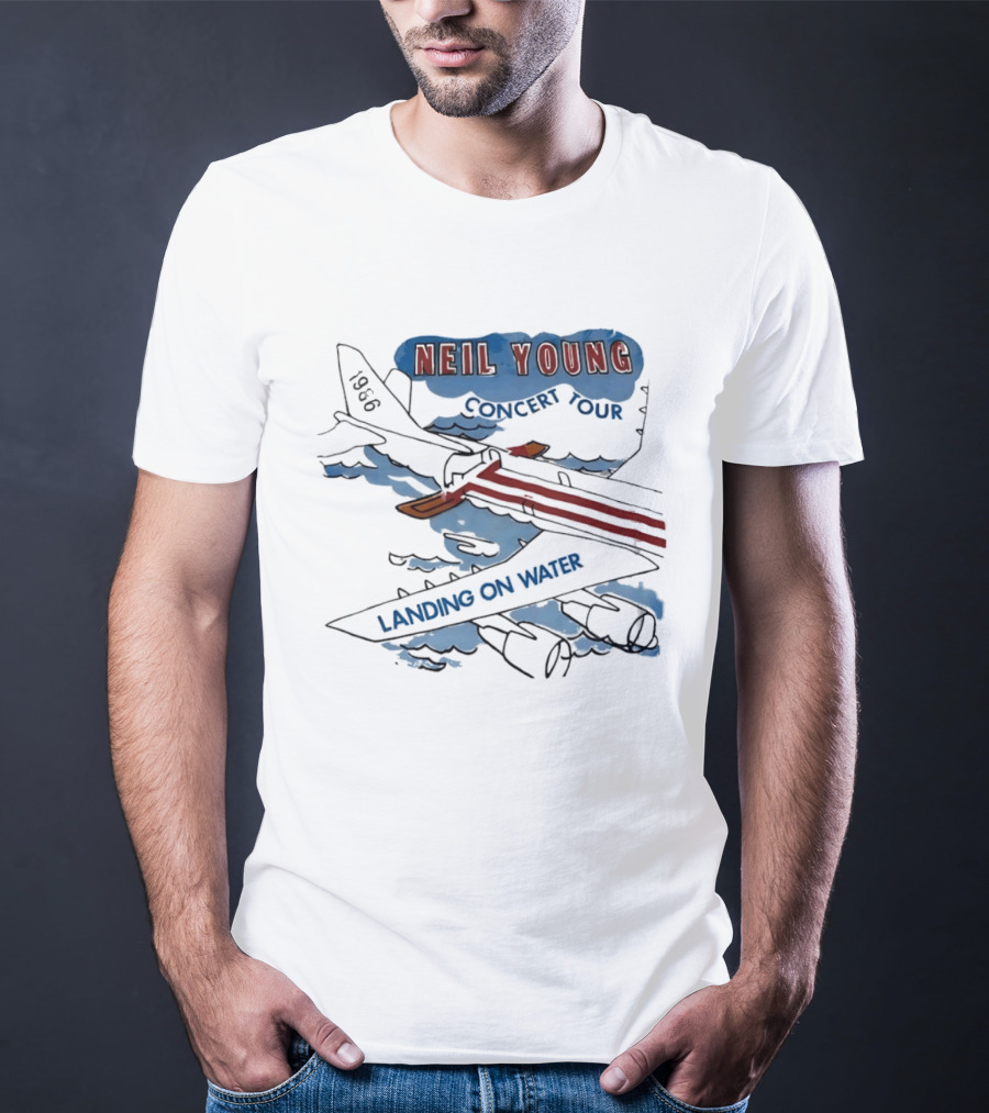 Neil Young 1986 Concert Tour Landing On Water T-Shirt