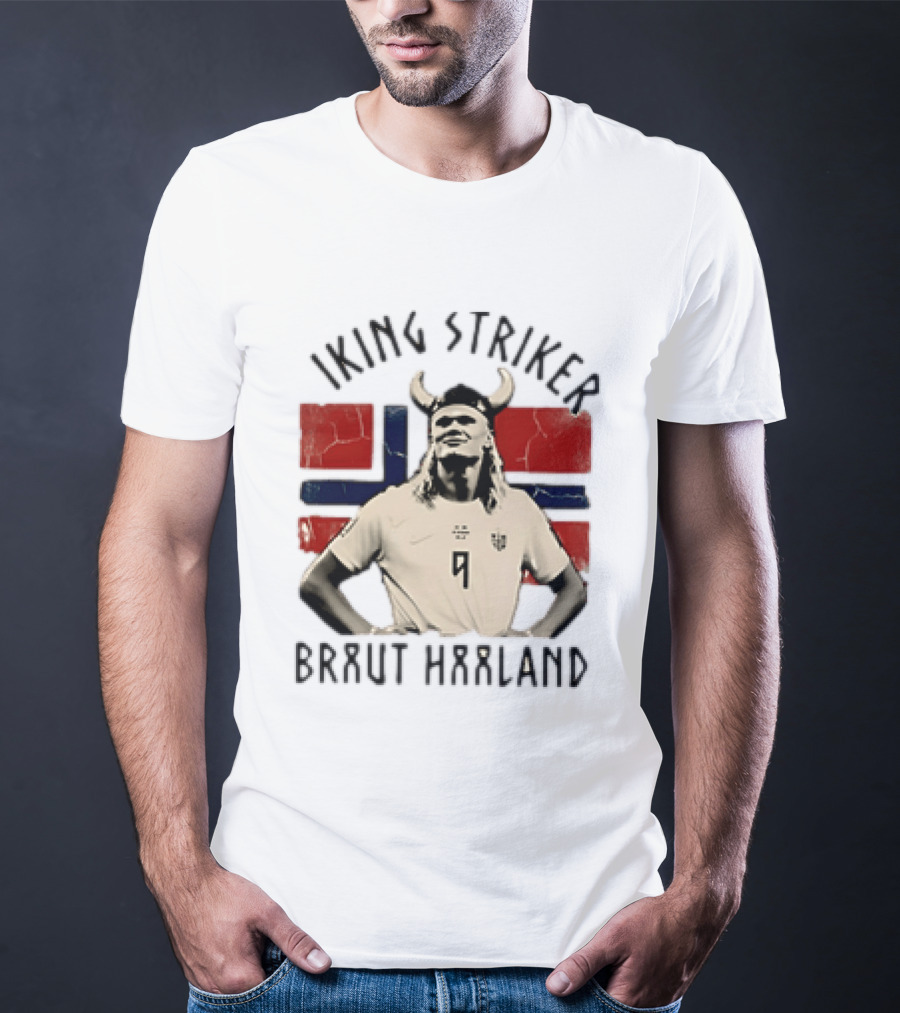Braut Haaland Viking Striker Norway Flag T-Shirt
